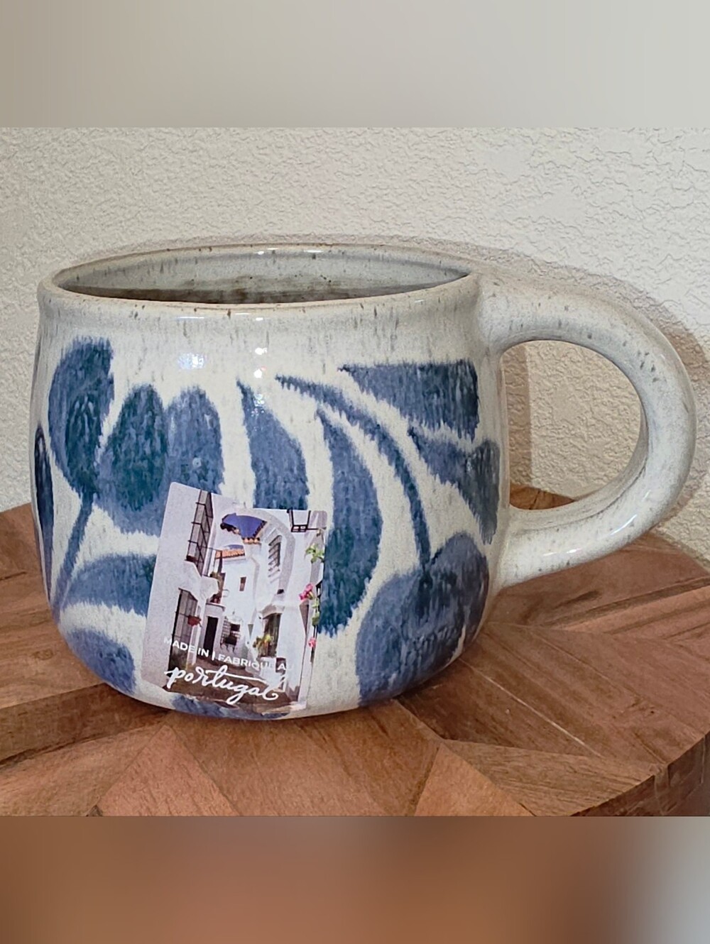 Sublime Handcrafted Stoneware Mug, Speckled Abstract Design, 20 Oz. Portugal.